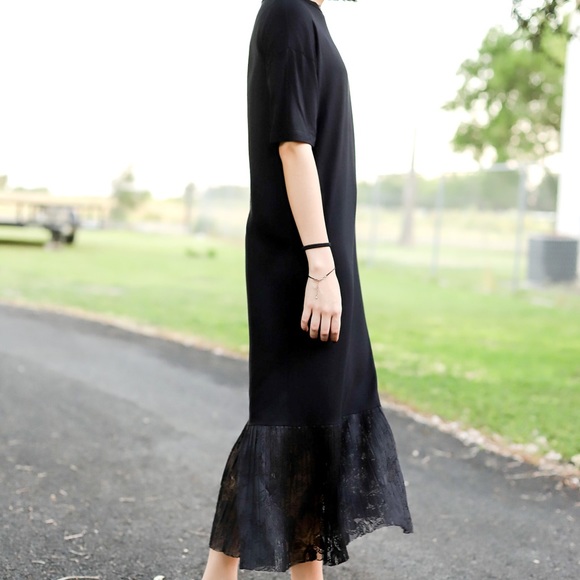 t shirt dress with lace bottom